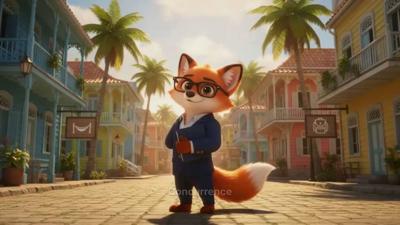 Capio, le renard professeur, dans une rue de Cayenne
